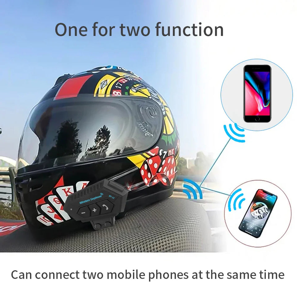 AT12 Motorcycle Helmet Bluetooth Headset