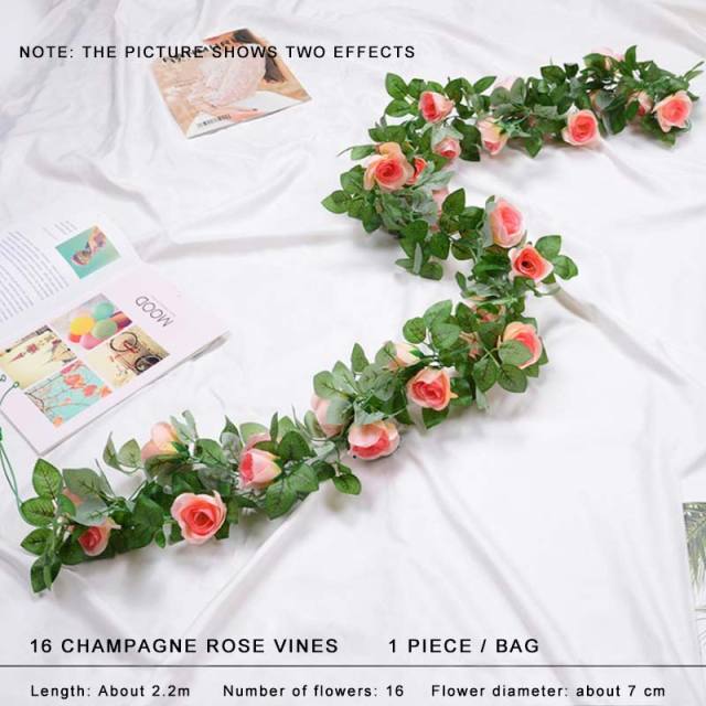 Faux Silk Rose Flower Ivy Vine Garland - TumTum