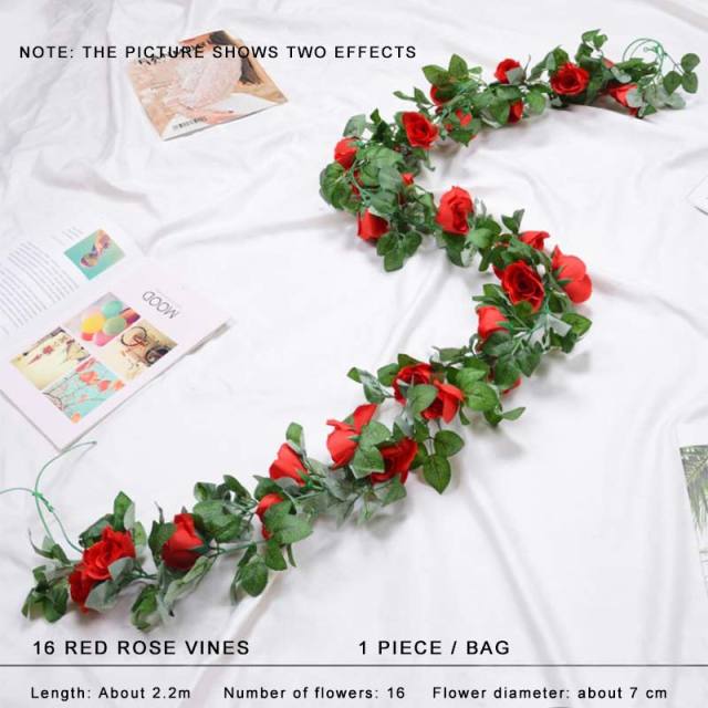 Faux Silk Rose Flower Ivy Vine Garland - TumTum