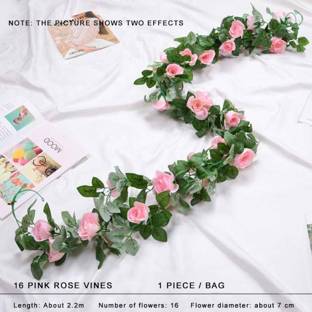 Faux Silk Rose Flower Ivy Vine Garland - TumTum